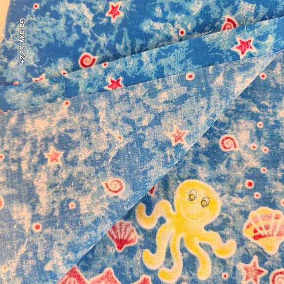 Ocean Octopus Sea Life Cotton Fabric  With Coordinating Border Fabric over 4 yd - Picture 10 of 10